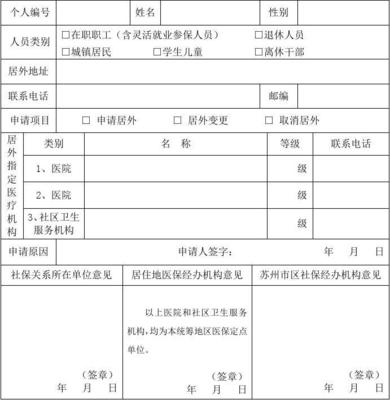 苏州市社会医疗保险参保人员居外医疗登记表